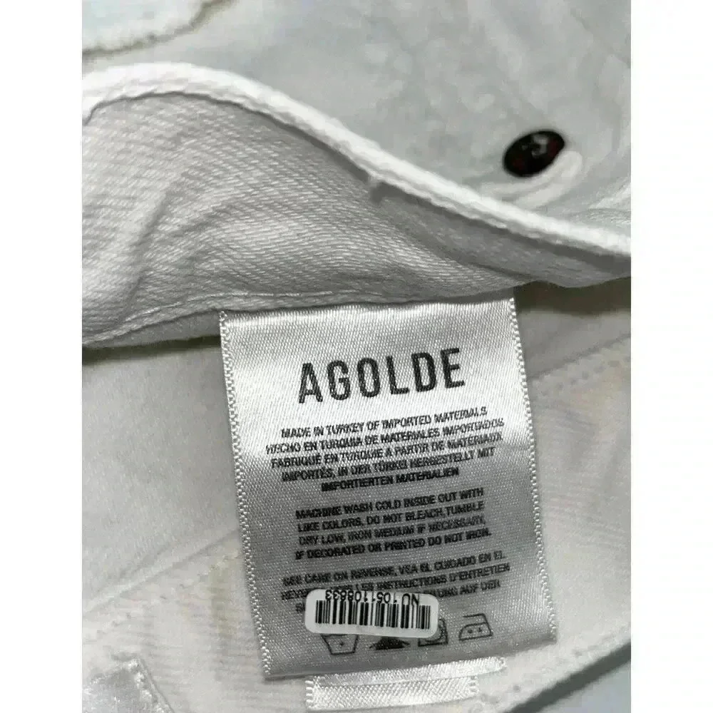 Agolde Riley High Rise Straight Crop White Veil 100% Cotton Jeans Size 28